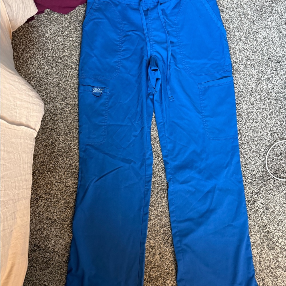Cherokee Blue Cargo Scrub Pants